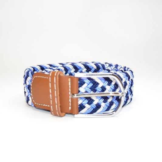 Flätat Bälte - Mörkblå, Ljusblå & Vit
